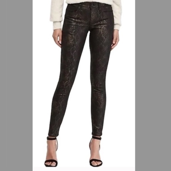 Express Jeans NWT Ankle Leggings Mid Rise Snake Print Black Size 2S - Picture 1 of 13